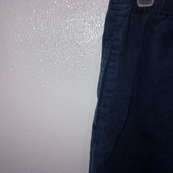 Kim Rogers Womens Size 14 Navy Linen Capri Pull On Drawstring Cropped Pants - Picture 6 of 9